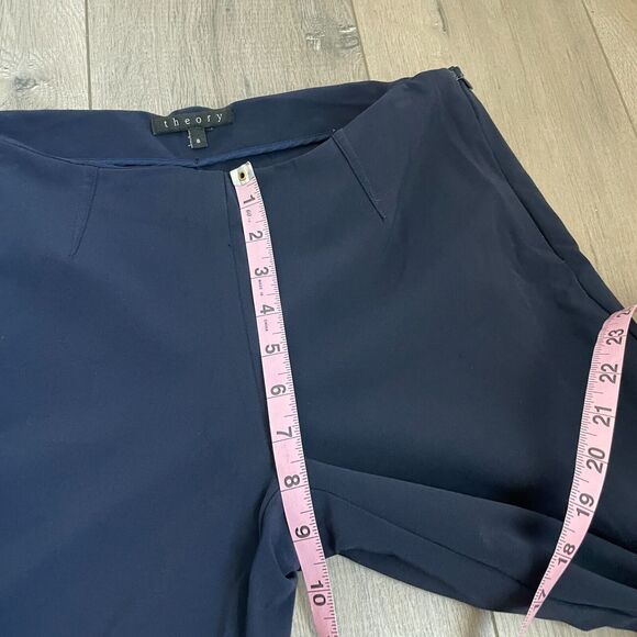 Theory Women's Slim Split Hem Pants, Navy, Size 8 office career - Picture 7 of 9